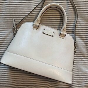 Kate Spade Wellesley Rachelle Satchel Cream Gold Trim Purse Shoulder Bag Handbag